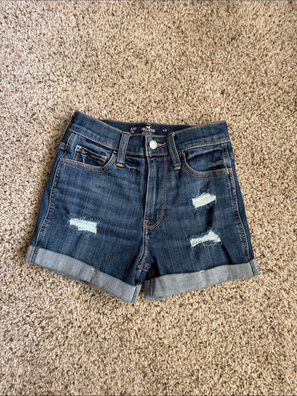 Hollister high rise denim short 3” size 0/00